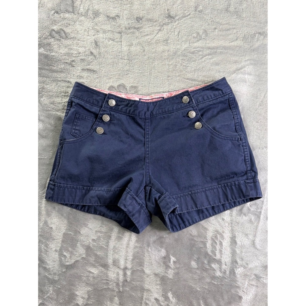 Vineyard‎ Vines Women's Sailor Shorts Navy Blue Cotton Anchor Button Size 4